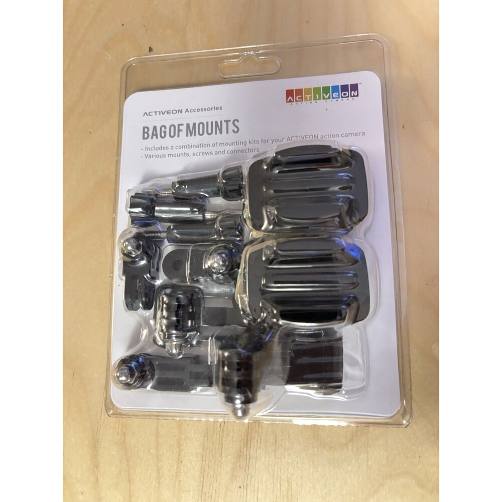 Activeon Camera (example Go Pro) Mount Kit Bag of Mounts Black New